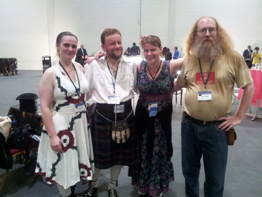 Loncon3 Ceilidh Airbourne Division (l-r Shona, Brian, Me and Marcus)